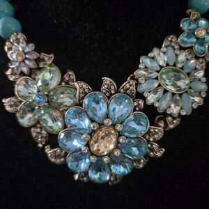 Heidi Daus Blue & Green Floral Cystal  Necklace